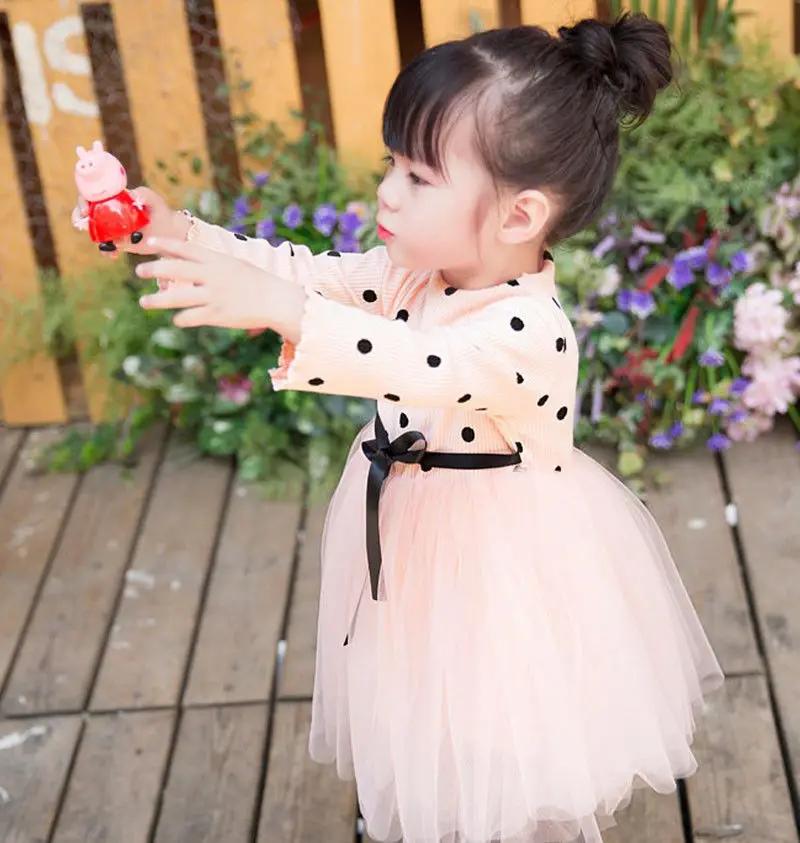 Новинка 2019 детская одежда Emmababy в горошек вязаный свитер для девочек Тюлевое