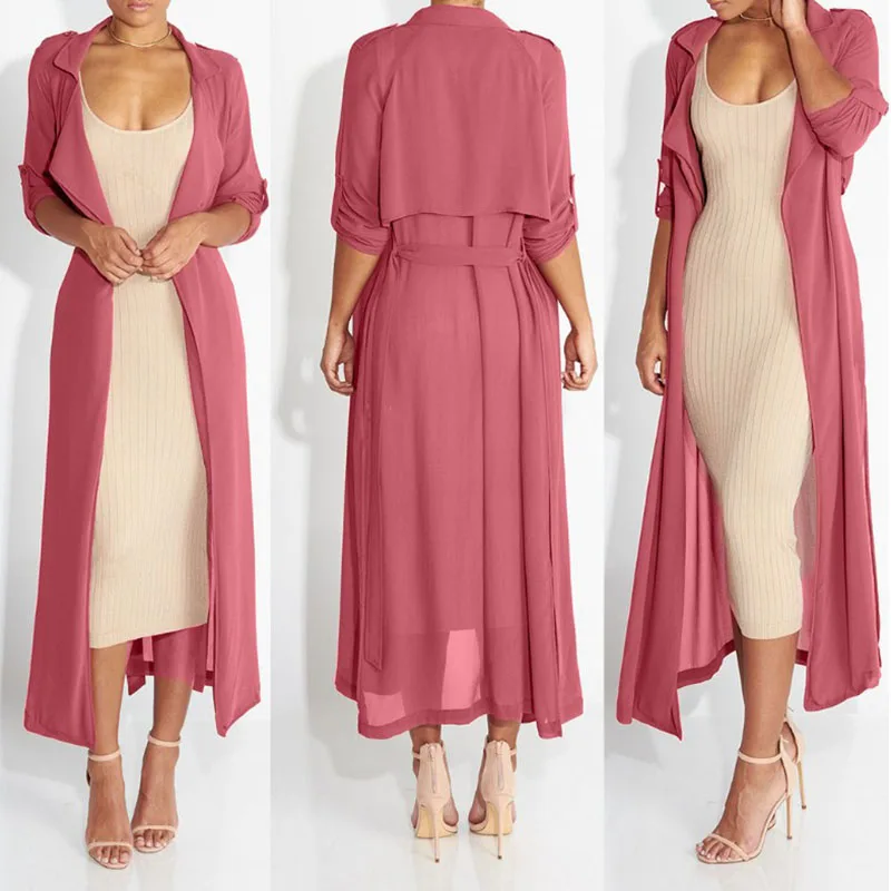 Модный женский Летний шифоновый длинный кардиган Солнцезащитный Макси платье
