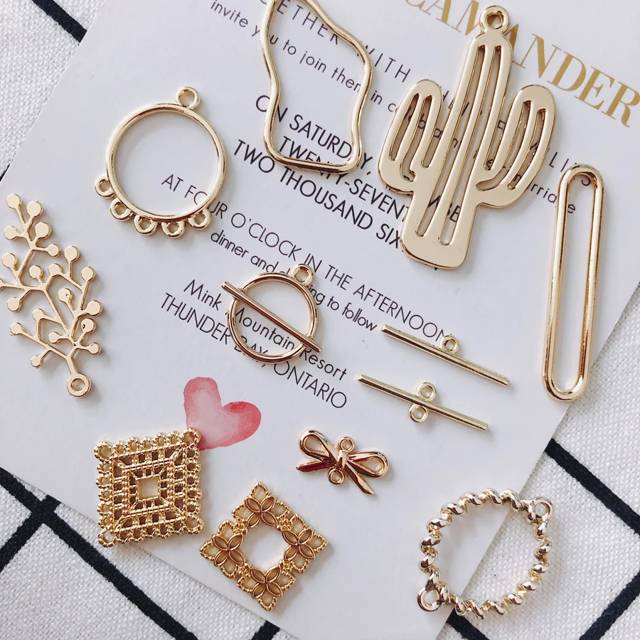 Aliexpress - KC Gold Plated Earring Accessories Metal Charms Pendant Eardrop Components Necklace Diy Making Material Jewelry Finding 8pcs