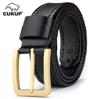 cukup retro design brass pin buckle male casual style belt for men top quality solid pure cow skin leather belts jeans nck696