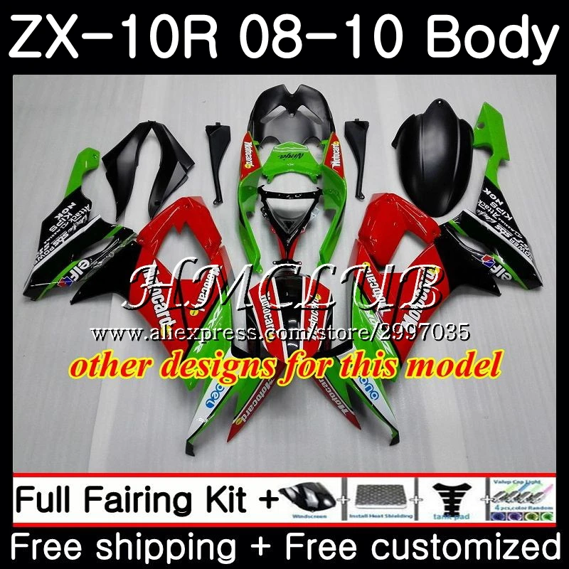 Корпус для KAWASAKI NINJA ZX10R ZX1000C 2008 2009 2010 63HC.17 ZX 10R 10 R ZX1000 ZX-10R черный белый 08 09 обтекатель