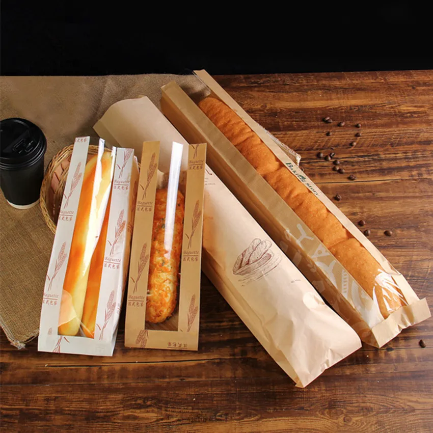 

50 шт. 59X10CM крафт Бумага тостов пакет для упаковки пирожных вечерние поставки выпечки хлебобулочных багет Бумага