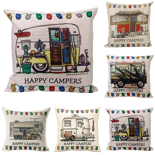 Туристический автомобиль Сова квадрат Happy Camper наволочка для подушки пледы дома