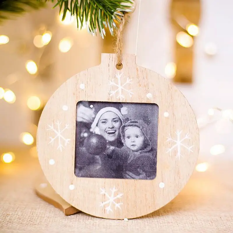Креативные рождественские украшения для вечеринки DIY деревянная фоторамка кулон