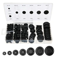 170pcs black closed seal ring grommets car electrical wiring cable gasket kit rubber grommet hole plug set with plastic box