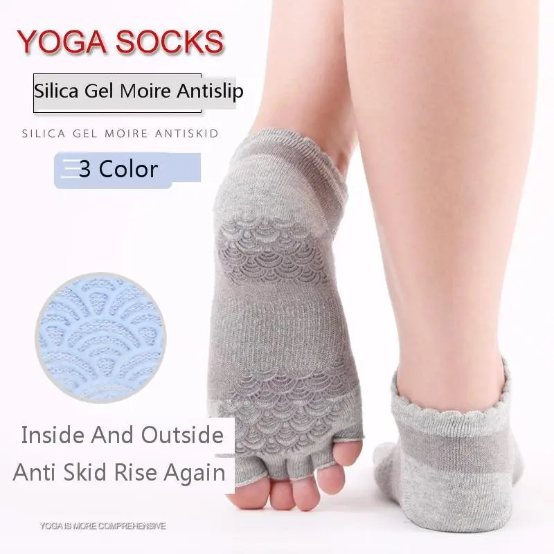 

Half Toe Yoga Socks Non-Slip Pilates Yoga Socks Double side antiskid glue point Durable Open Half Five Fingers Cotton Yoga Socks