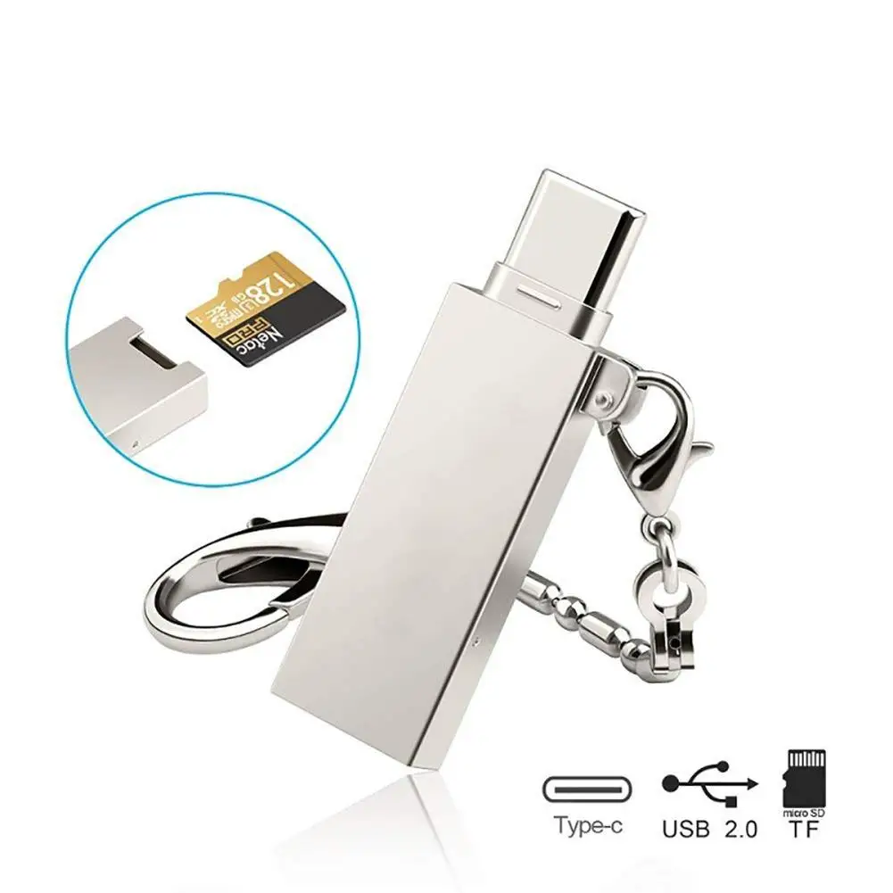 Кардридер 2 в 1 из алюминиевого сплава USB 3 Type C/USB 0 TF/Micro SD подходит для телефонов и