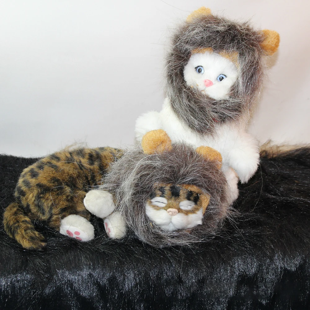 Кошка Собака Наряжаться костюм парик эмуляции Лев волос гривы уши головы Кепки