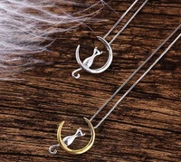 lovely moon cat kitten pendant necklace birthday charm women clavicle necklace chains jewelry