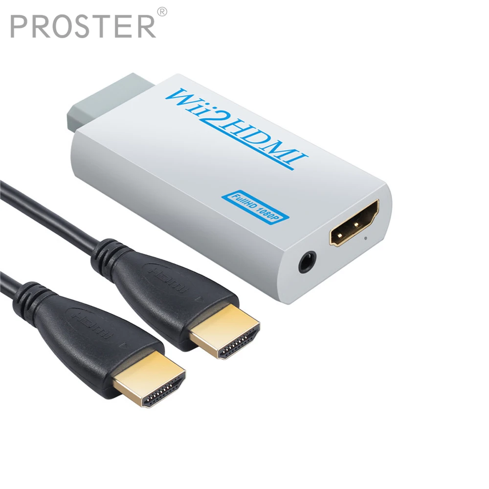 PROZOR для Wii to HDMI совместимый конвертер с кабелем 1 м FullHD 720P 1080P 3 5 мм аудио 2HDMI адаптер HDTV конвертер|Кабели HDMI| |