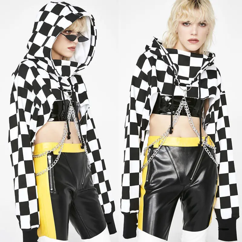 

Women Gothic Punk Hoodie Sweatshirt Jumper Crop Top Casual Pullover Tops