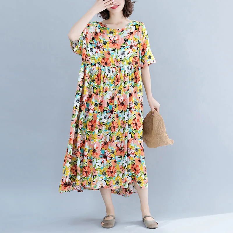 Новая мода плюс Размеры 4XL 5XL 6XL с принтом платье цветочным рисунком Для женщин