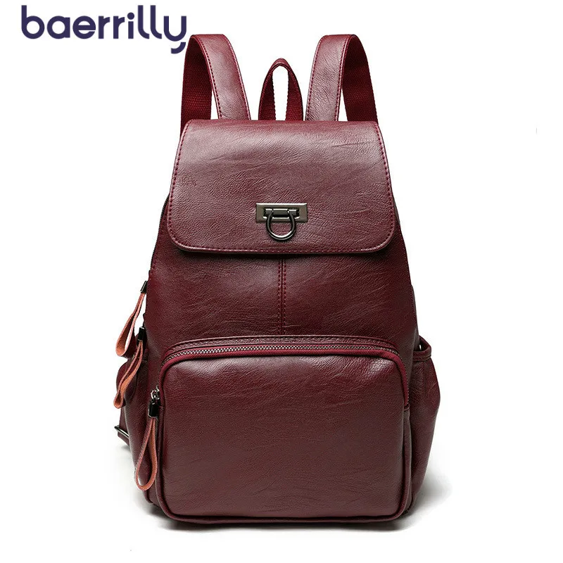 

Fashion Women Leather Backpacks Vintage Female Shoulder Bag Travel Ladies Bagpack Genuine Leather School Bags For Girls Mochila