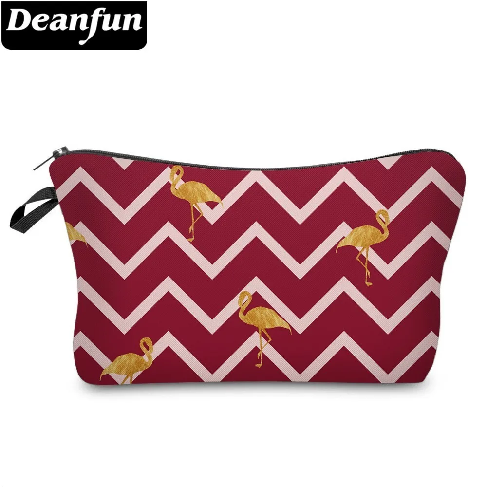 Deanfun 3D печатных зигзаг Фламинго водонепроницаемый косметичка прочный милый для