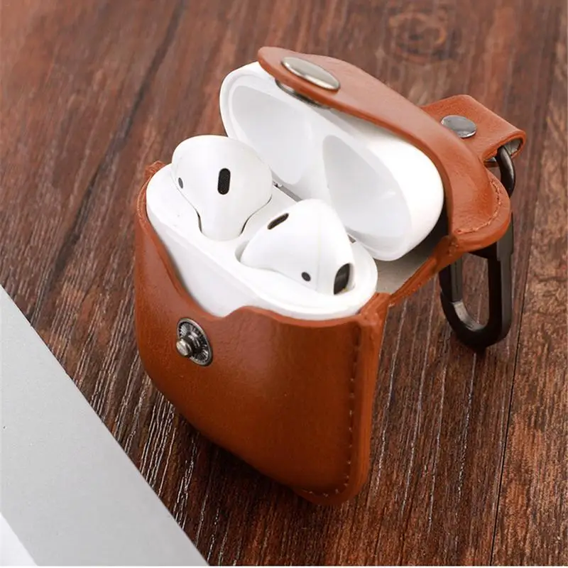 For Apple AirPods Bluetooth Wireless Headset Protective PU Cover Hanging Drop Resistant Keychain Storage Bag | Электроника