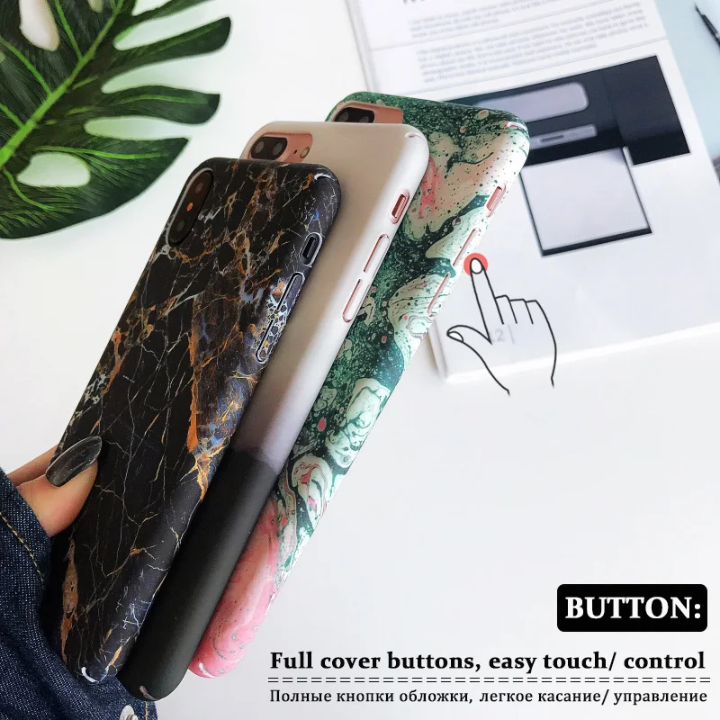 JONSNOW Marble Pattern Phone Case for iPhone 6 6S 7 8 Plus X XS Fashion Flower All-inclusive PC Hard Back Cover Capa Fundas |
