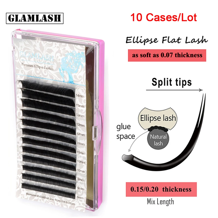 GLAMLASH оптовая продажа 10 чехлов Роскошная Смешанная Длина эллипс плоские
