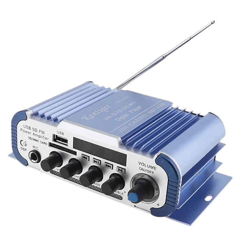 High quality RCA input/output socket And Av Cable Usb Sd Fm Professional Karaoke Amp For Car EU Plug Blue | Электроника