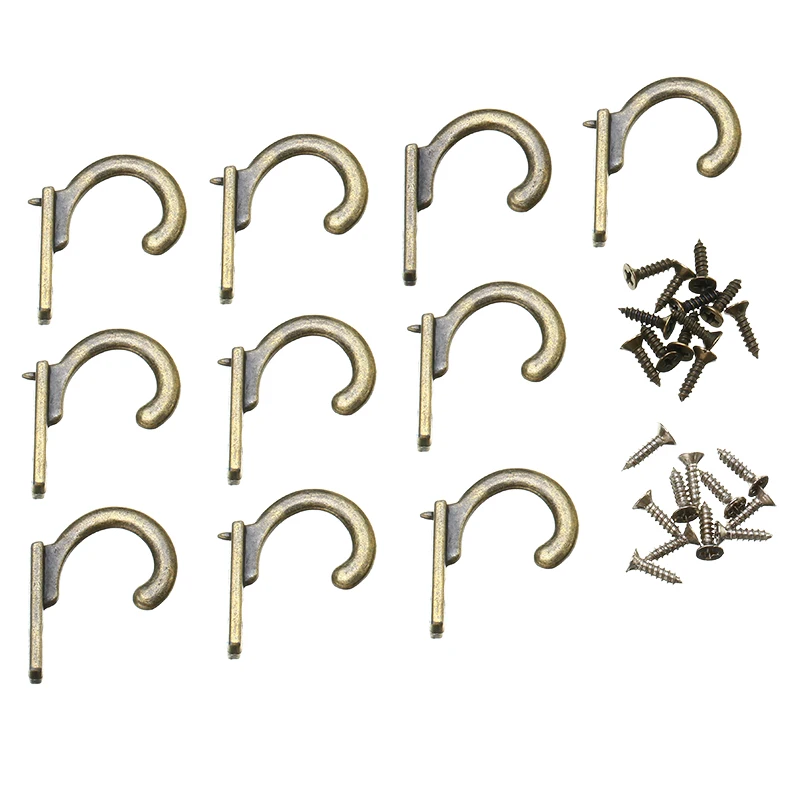 10 шт. Ретро античный бронзовый крючок настенные крючки для прихожей винтажный