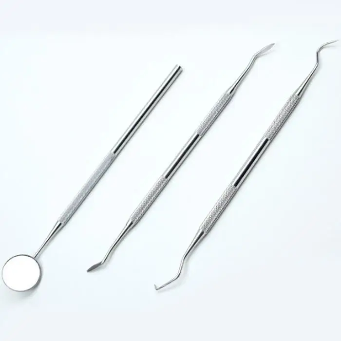 3PCS Dentist Teeth Clean Explorer Probe China Hook Pick Mouth Guard Mirror Dental Tool Casual Silver | Красота и здоровье