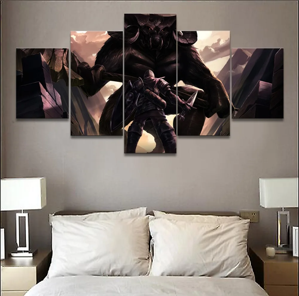 

Canvas Art Print Painting Modern Artwork Wall Decorative Game Poster 5 Panel Dark Souls Taurus Demon Modular Picture Home Decor