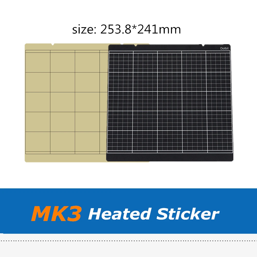 Piezas de impresora 3D Prusa I3 MK3 MK2.5 MK52, 253,8x241mm, negro/dorado, plataforma de cama caliente, hoja con cinta 3 M, 2 uds.