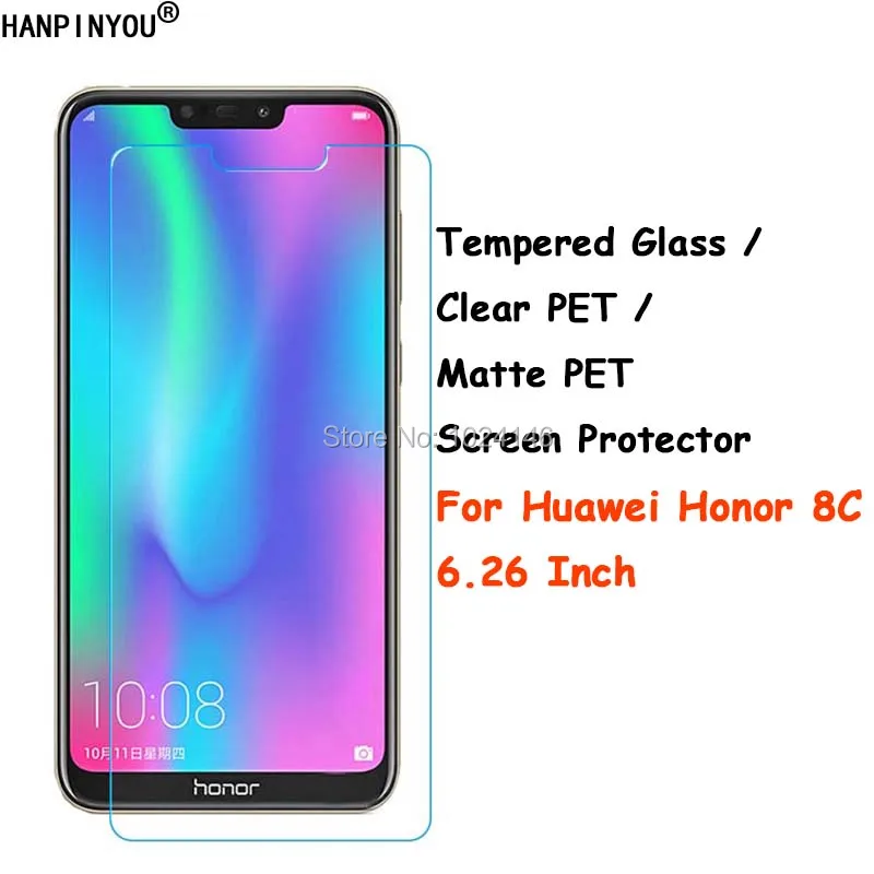 

Закаленное стекло/прозрачный ПЭТ/матовый ПЭТ-Передняя Защитная пленка для экрана для huawei Honor 8C 6,26"