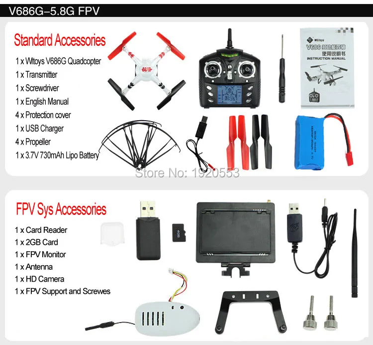 Квадрокоптер WLtoys V686G FPV 2 4 ГГц канала 5 8 FPV|Радиоуправляемые вертолеты| |
