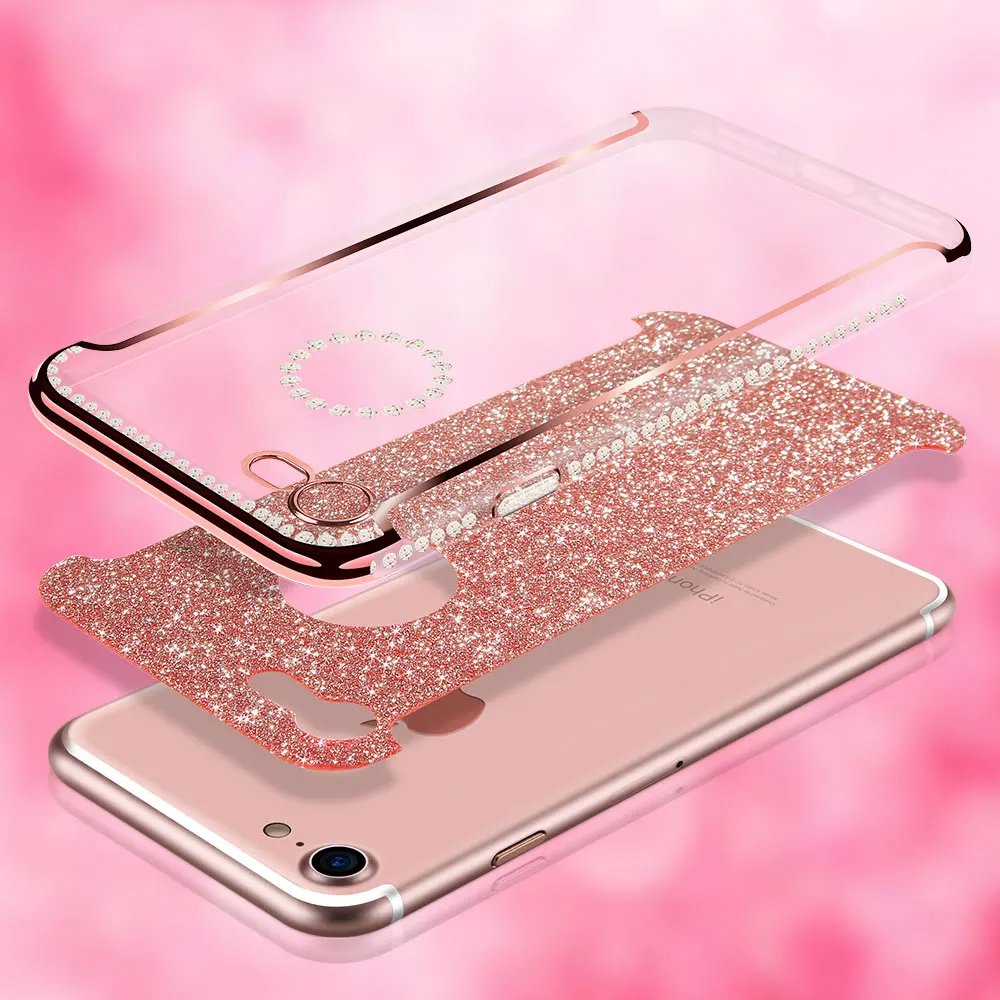 KISSCASE Cute Girly Phone Cases For iPhone 5s Se 6s 7 8 Plus Glitter Diamond Cover Case X XR XS Max Coques |