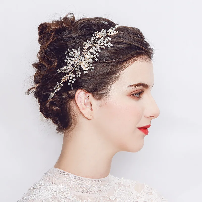Creative bride's head ornaments leaf flowers headband soft tiara bridal hair with the origin of ornament | Украшения и