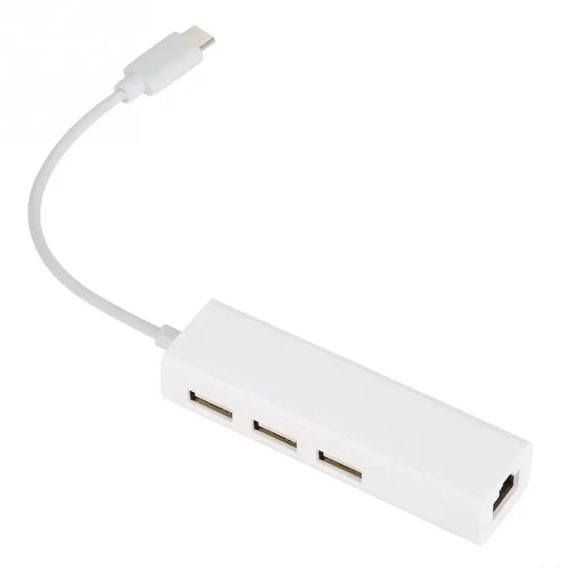 USB 2 0 концентратор типа C к RJ45 Ethernet Gigabit LAN 3 порта адаптер Белый|USB-хабы| |