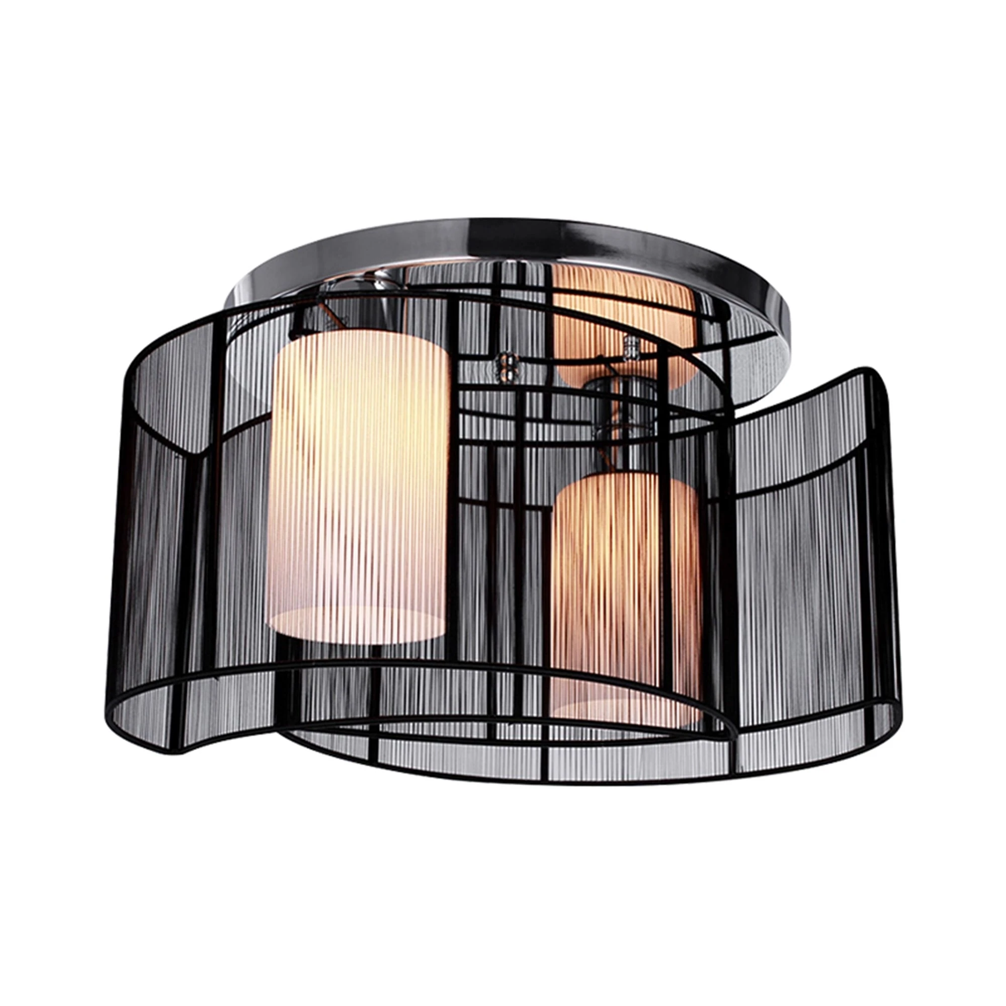 Современный 2 Light glass Semi Flush Mount Черная отделка|Потолочные лампы| |