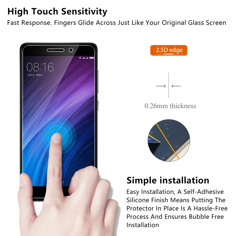 Закаленное стекло для Xiaomi Redmi 4A 2.5D Защита экрана 4 A устойчивая к царапинам
