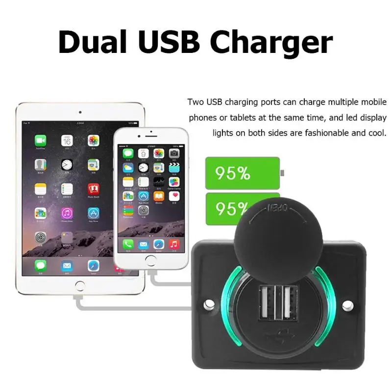 Универсальный DC12 24V 3.1A двойной USB зарядное устройство адаптер питания с