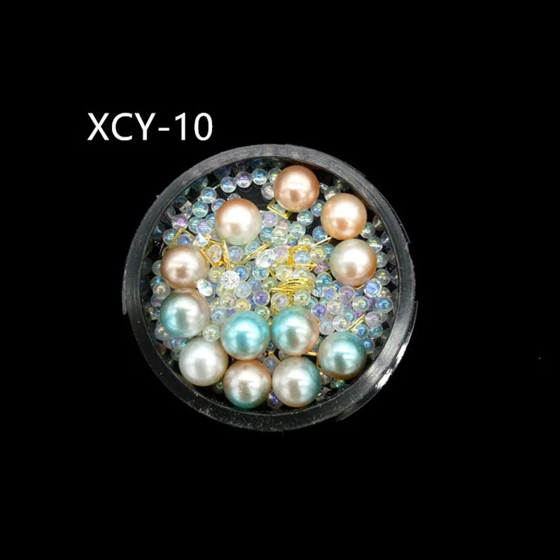 13 цветов яркий 3D вогнутое дно круглый жемчуг акрил дизайн ногтей Стразы