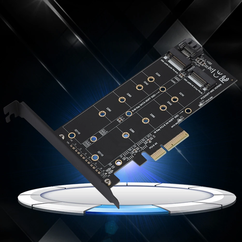 Новое поступление PCI-E 4X к M.2 NVMe SSD адаптер NGFF карта B-key + M-key расширение двойной