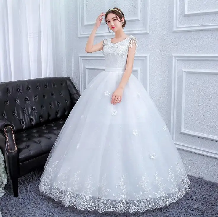 LASONCE Elegant Lace Appliques O Neck Sash Ball Gown Wedding Dresses Crystal Flowers Tank Backless Bridal Gowns | Свадьбы и