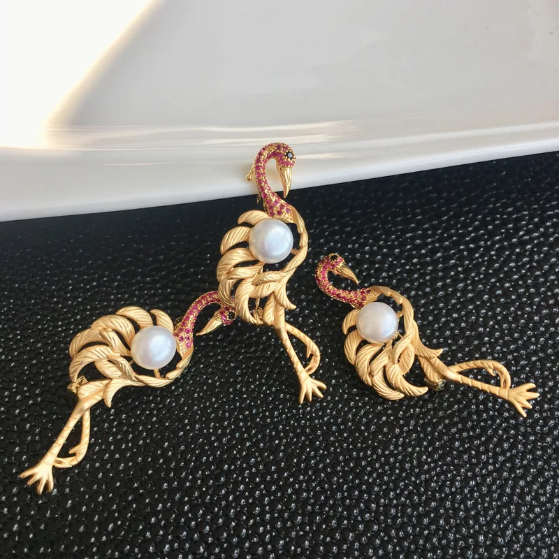 Love Bird Brooch Natural Pearl Fashion A Can Do Pendeloque Cut Auspicious Red Ornaments Jewelry | Украшения и аксессуары