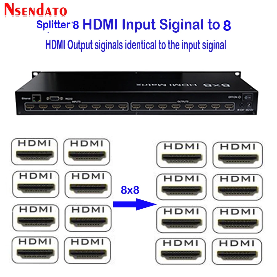 Матрица Full HD 3D 8X8 HDMI 1 3 с адаптером порта RS232/LAN матричный выключатель 8 в ИК пультом