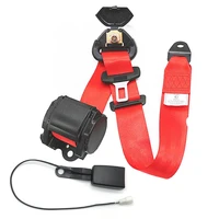 retractable 3 point car safety seat belts with curved rigid buckle with warning cable
