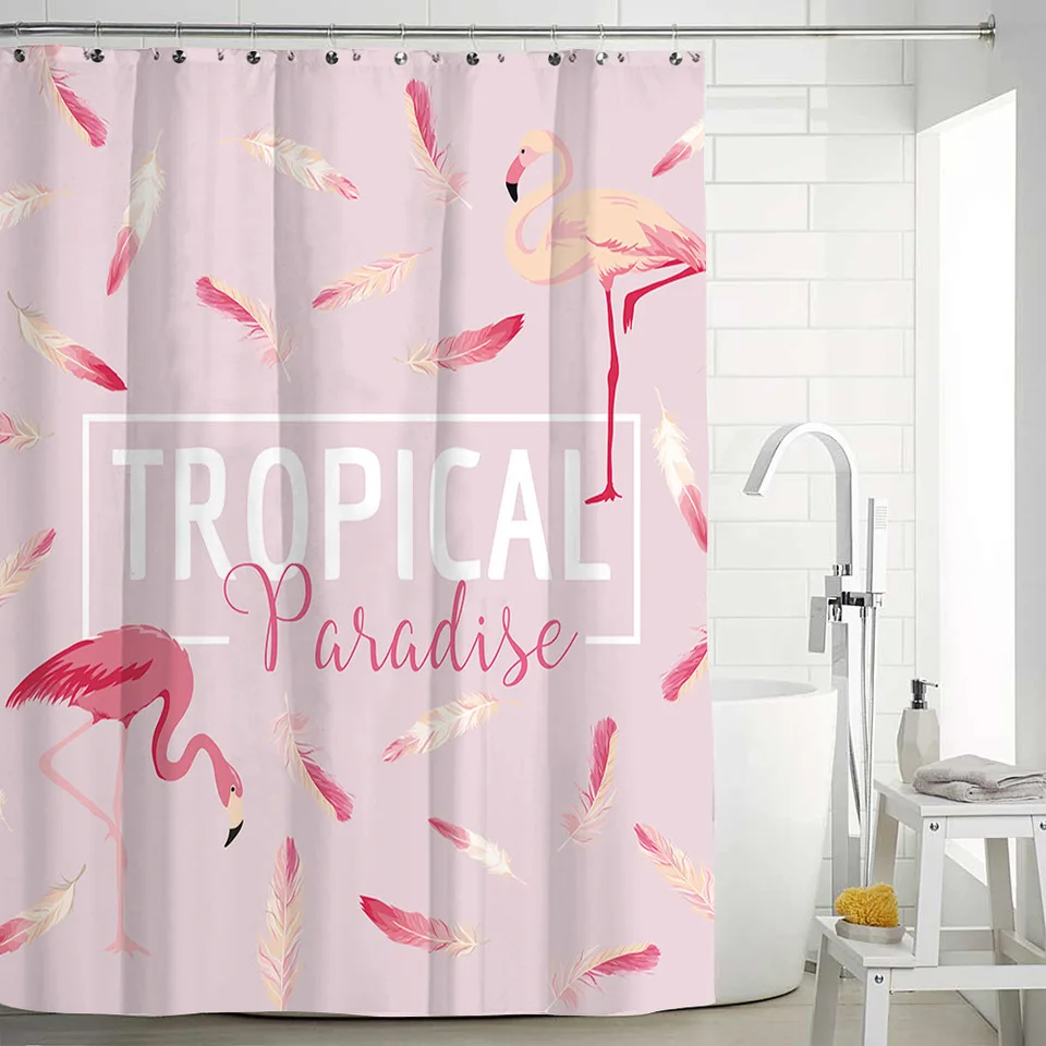 Фламинго водонепроницаемый перегородки занавески для ванной Шторки дома с 12