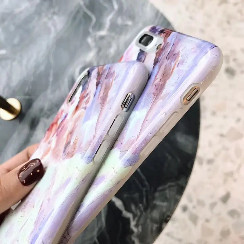 Чехол для iPhone 8 7 6s Plus XR X XS max глянцевый художественный узор мягкая задняя крышка |