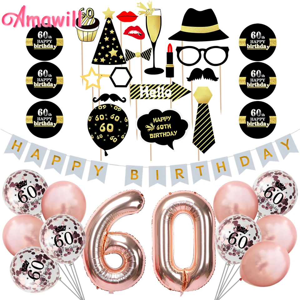 Фотофон Amawill 60th с днем рождения фотография 60 лет|Украшения своими руками для
