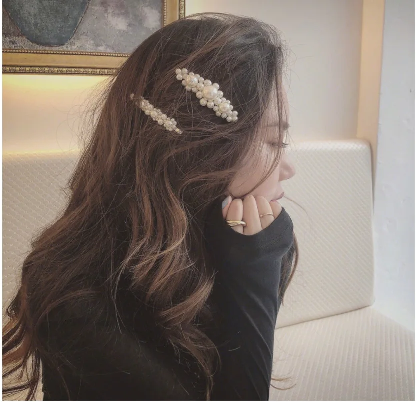 Fashion handmade Gold Color 1PC Pearl Imitation Hair Clip Snap Barrette Stick Hairpin Styling Accessories For Women Girls | Украшения и