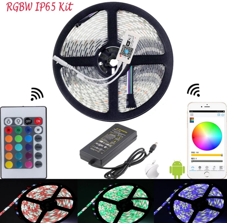 [Seven Neon]DC12V водонепроницаемая светодиодная лента 5050 60LED/m 5M RGBCW RGBWW + 12V 5A адаптер