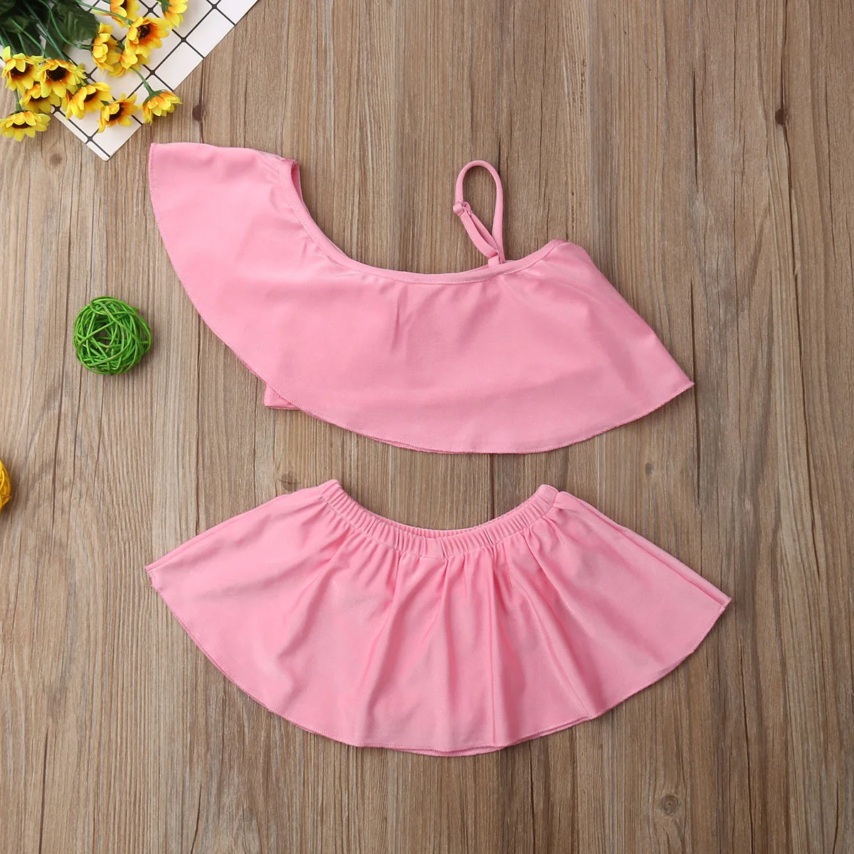 Новинка 2019 брендовый Детский комплект бикини для девочек топы без рукавов с