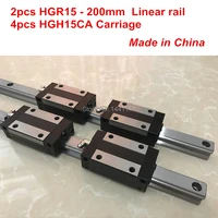 hgr15 linear guide rail 2pcs hgr15 200mm 4pcs hgh15ca linear block carriage cnc parts