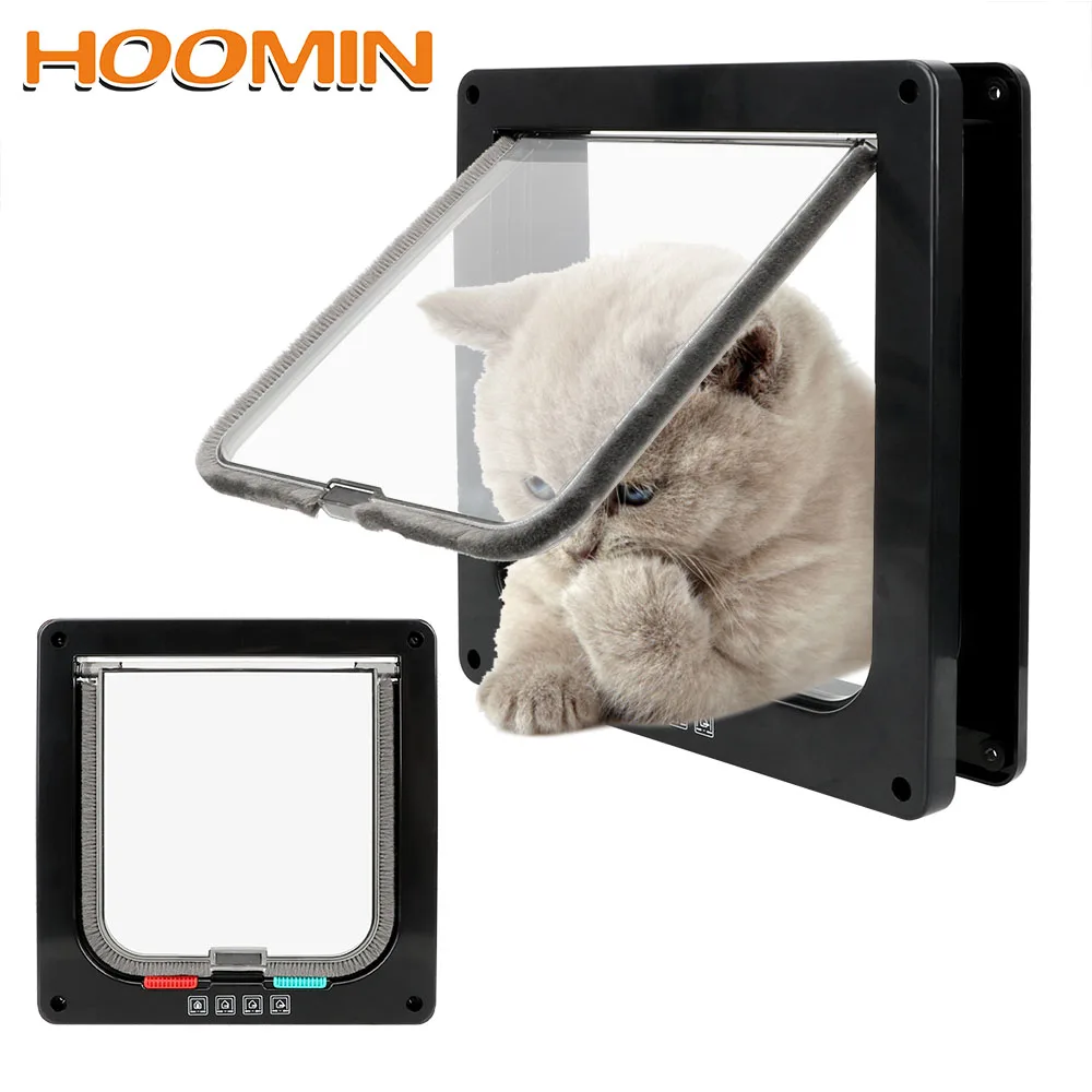 

HOOMIN 4 Способа Блокировки зоотовары животных маленький питомец кошка собака ворота Дверь безопасности откидная дверь собака кошка котенок д...