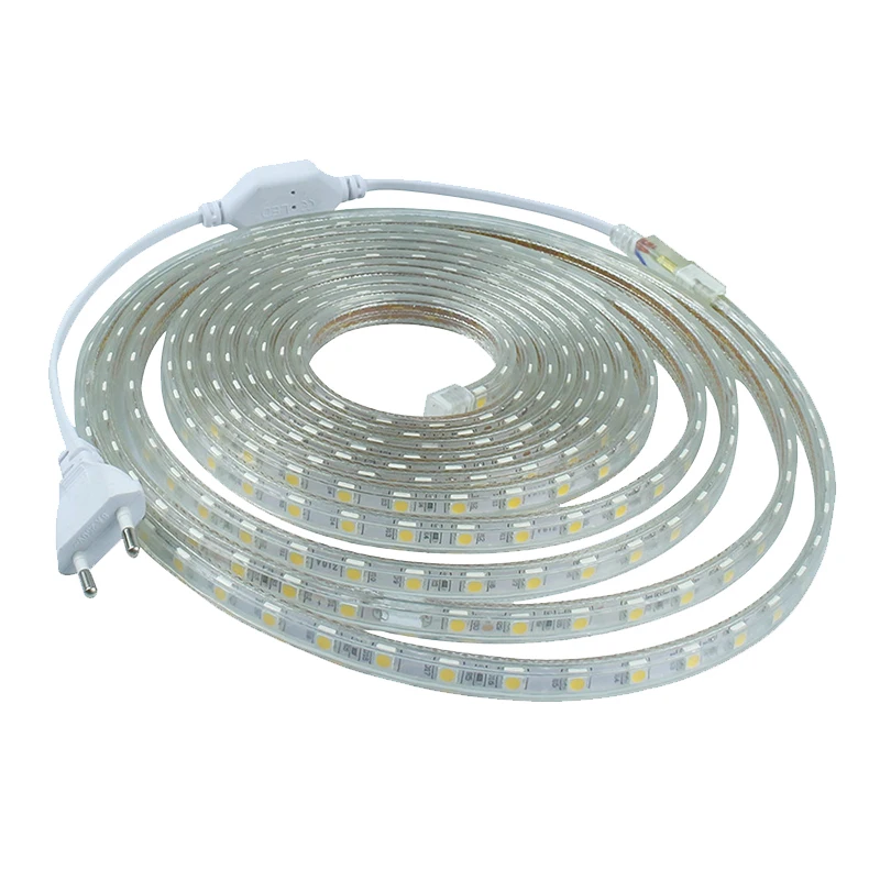 Kaguyahime Светодиодная лента AC220V 60 светодиодный s/m с вилкой питания 1-25 м SMD5050 гибкая