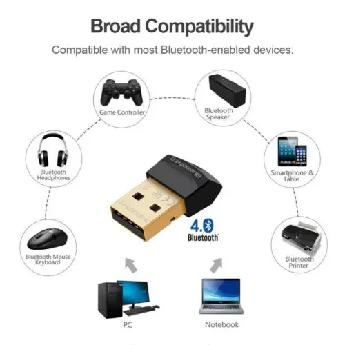 Мини USB Bluetooth CSR 4 0 адаптер ключ Windows 7 8 10 PC ноутбук Продавец США|Адаптеры и брелки